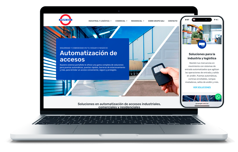 Screenshot del sitio web de Grupo Gali